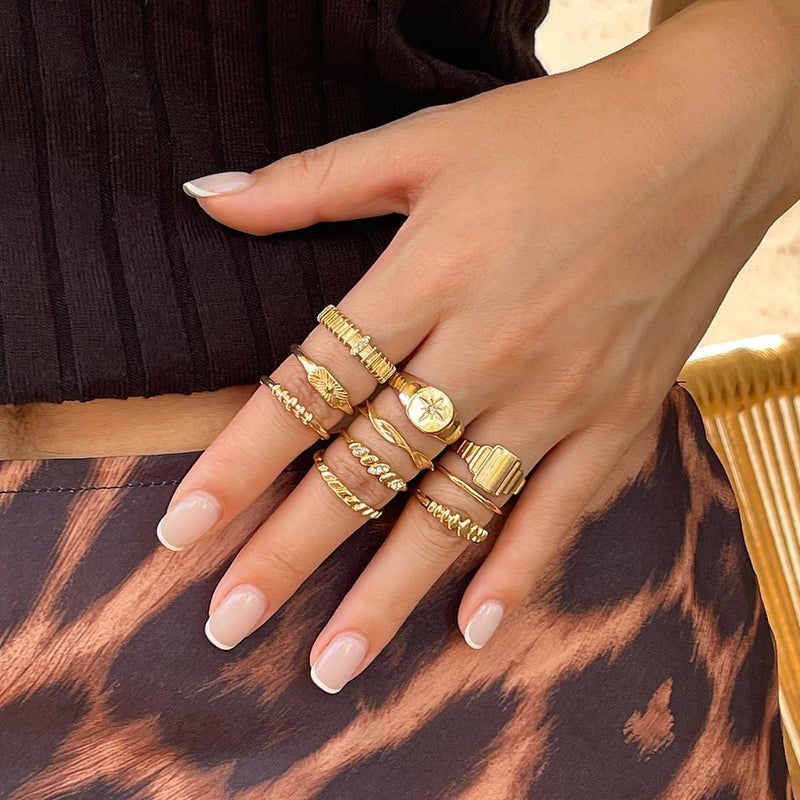ANGLEQUEEN Chunky Silver Rings for Women Open Stacking Knuckle Ring Silver Adjustable Round Dome Rings Set Minimalist Irregular Statement Ring Women 2025 Fashion Jewelry - Image 2
